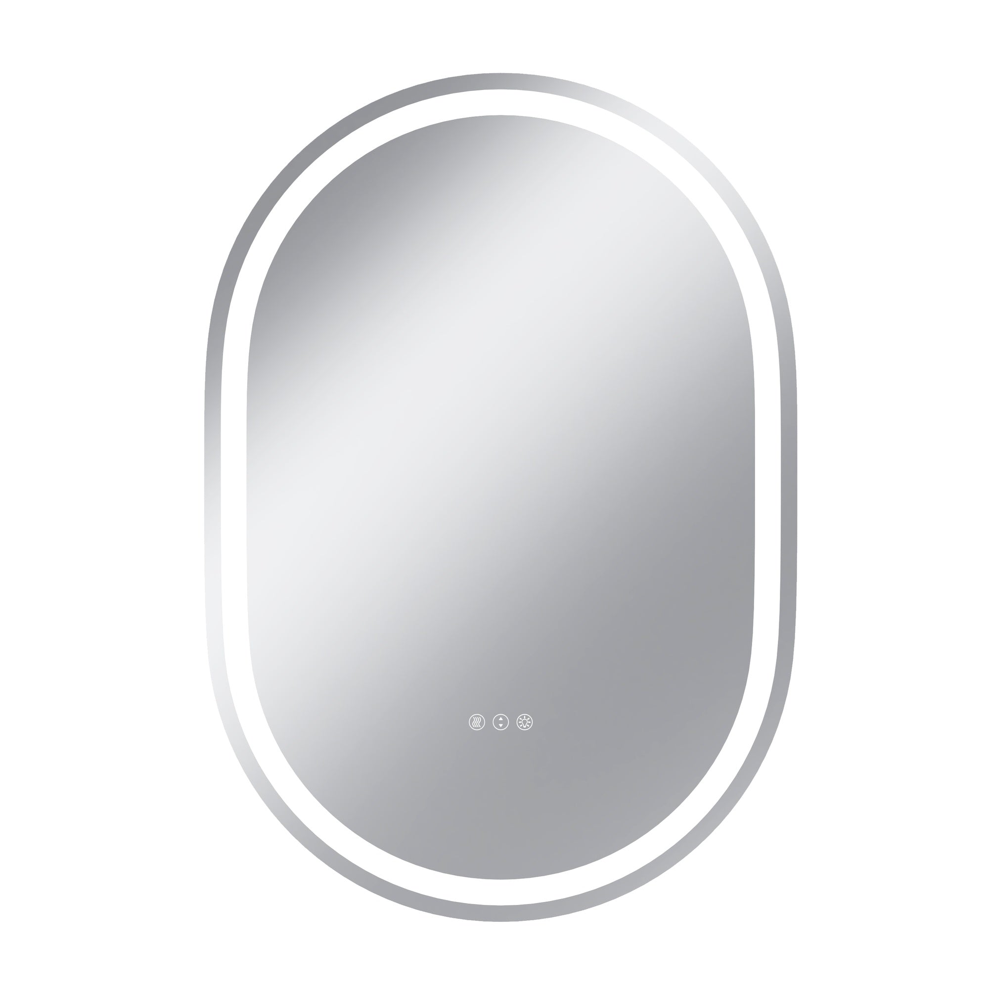 Vanityfus 28-in W 40-in H Oval Frameless Wall-Mounted Beveled Dimmable LED Lighted Fog Free Bathroom Vanity Mirror in silver